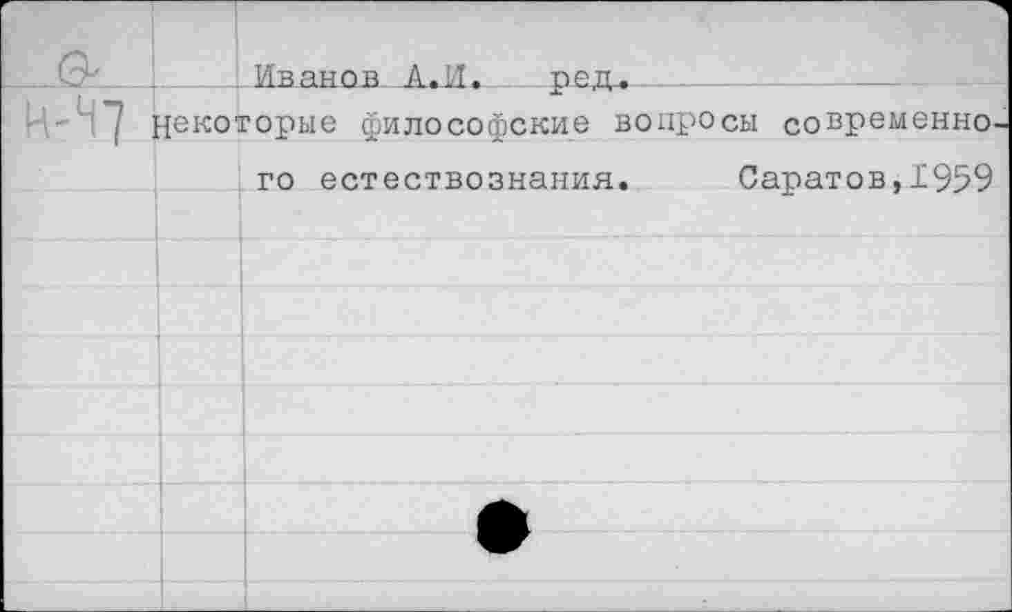 ﻿. Иванов А.И.__род-._____
некоторые философские вопросы современно
го естествознания. Саратов,1959